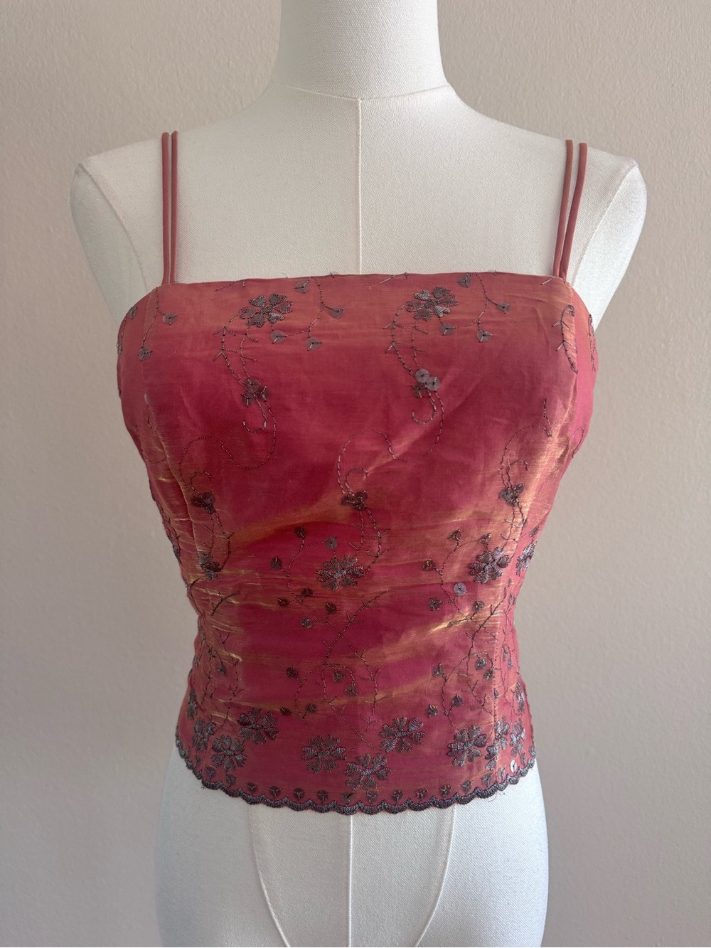 Vintage 1990 Embroidered Double-Strap corset top -
